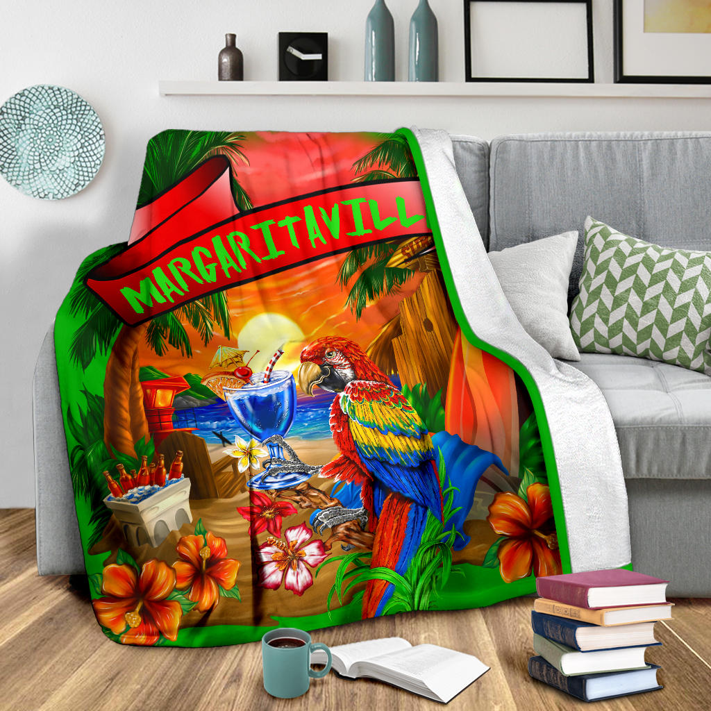 Margaritaville Lime Green Parrot Beach Premium Blanket