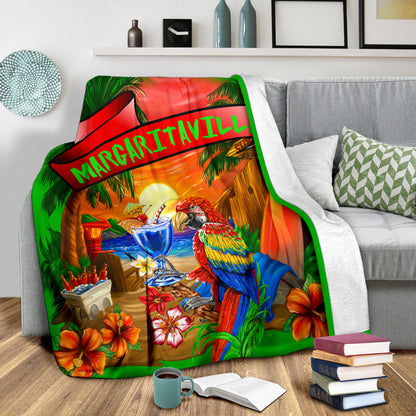 Margaritaville Lime Green Parrot Beach Premium Blanket