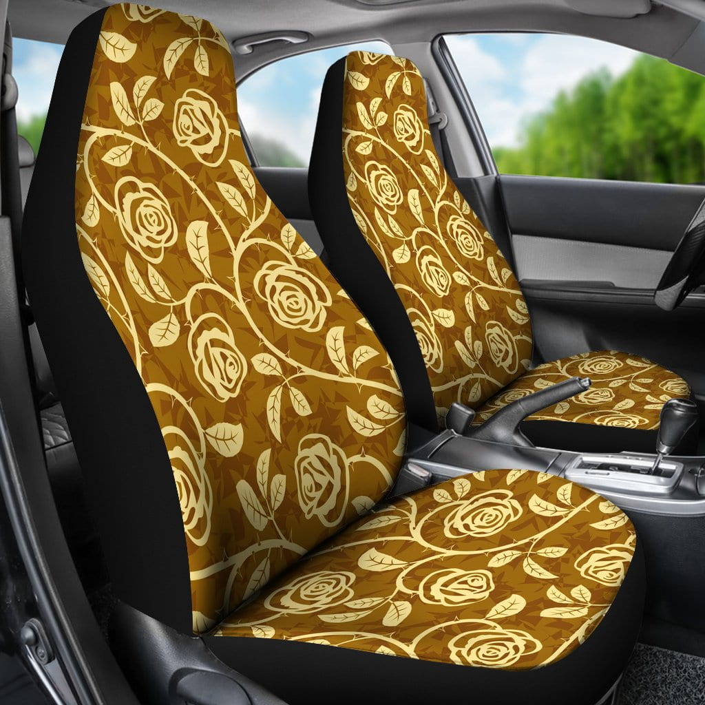 Gold Rose Pattern Car Seat Cover