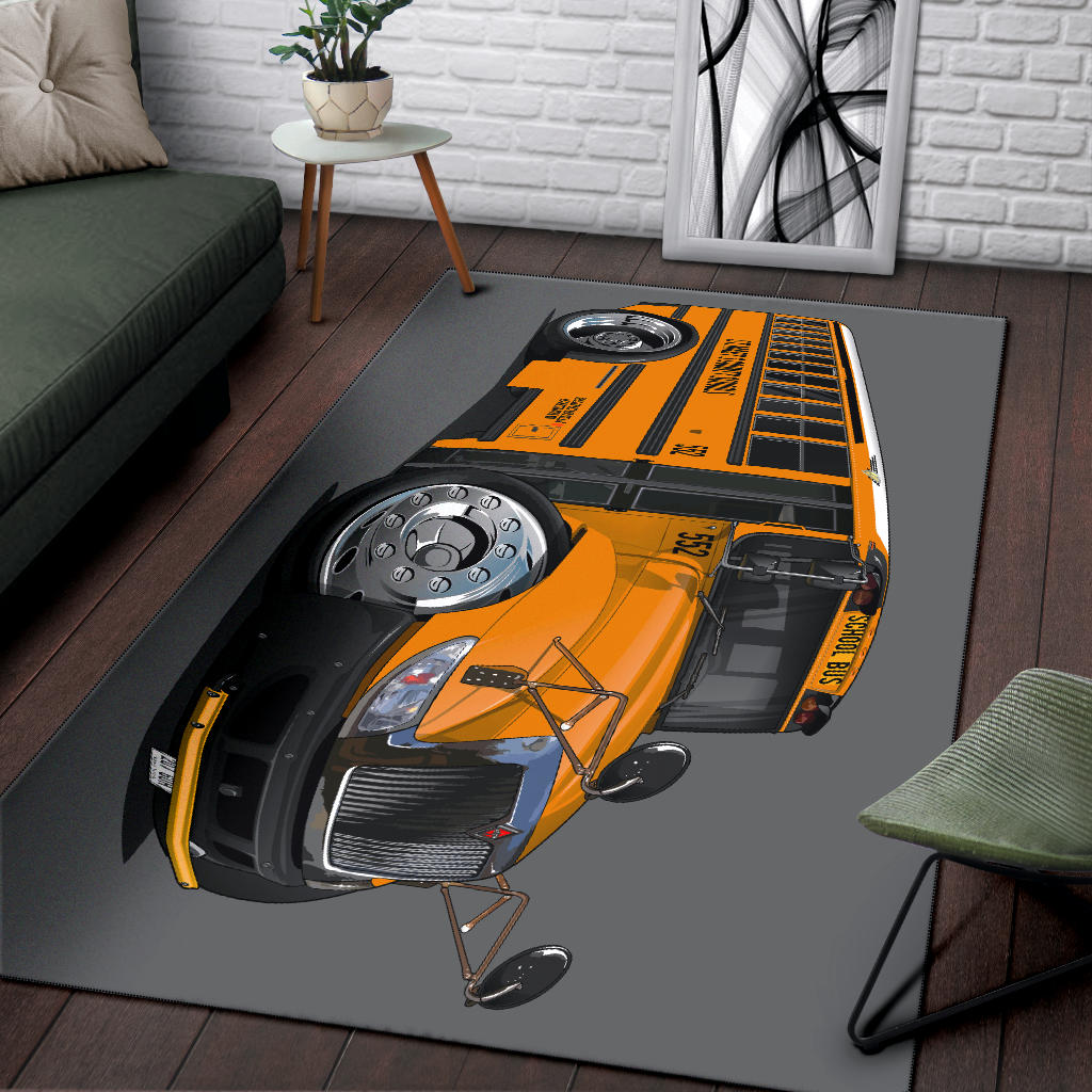 2017 International School Bus Car Art Area Rug