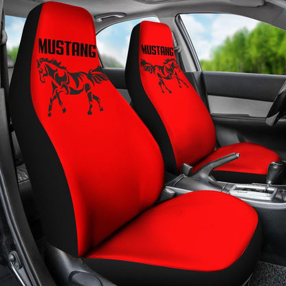 Mustang Horse Silhouette Red Seat Covers