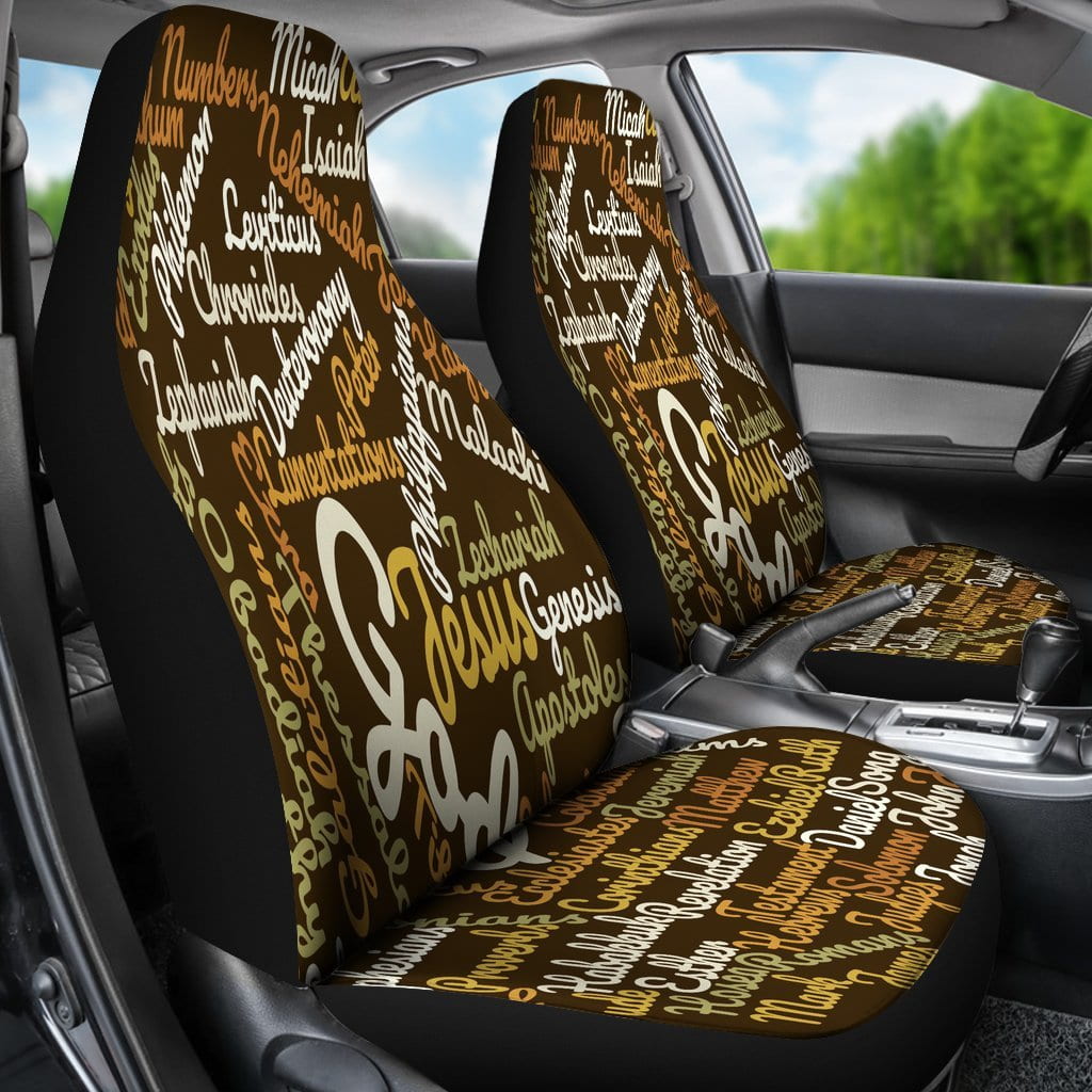 Custom-Made Holy Bible Books Brown Car Seat Covers