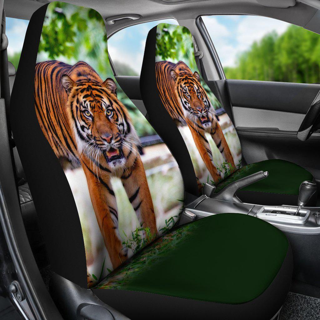 Tiger Stare Green Design Seat Covers