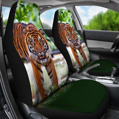 Tiger Stare Green Design Seat Covers