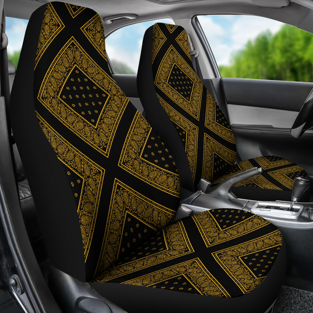Black Gold Bandana Car Seat Covers Diamond
