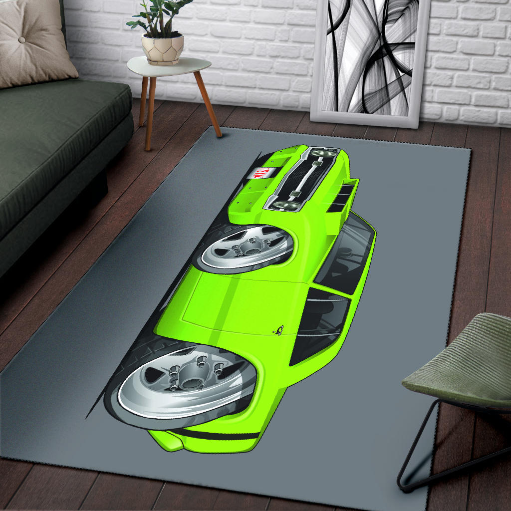 1969 Dart Car Art Area Rug Grey Background