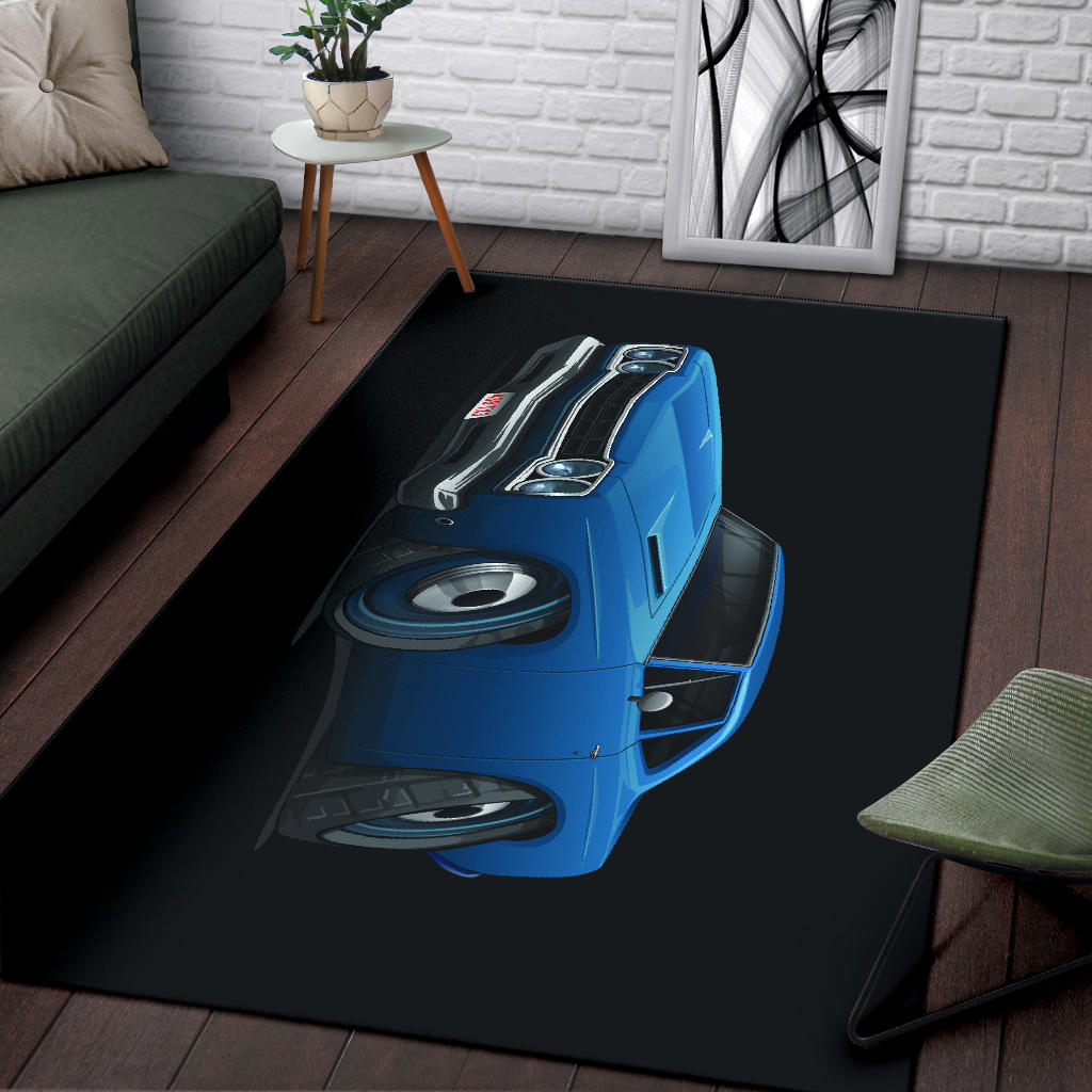 1969 Plymouth Roadrunner Blue Car Art Area Rug