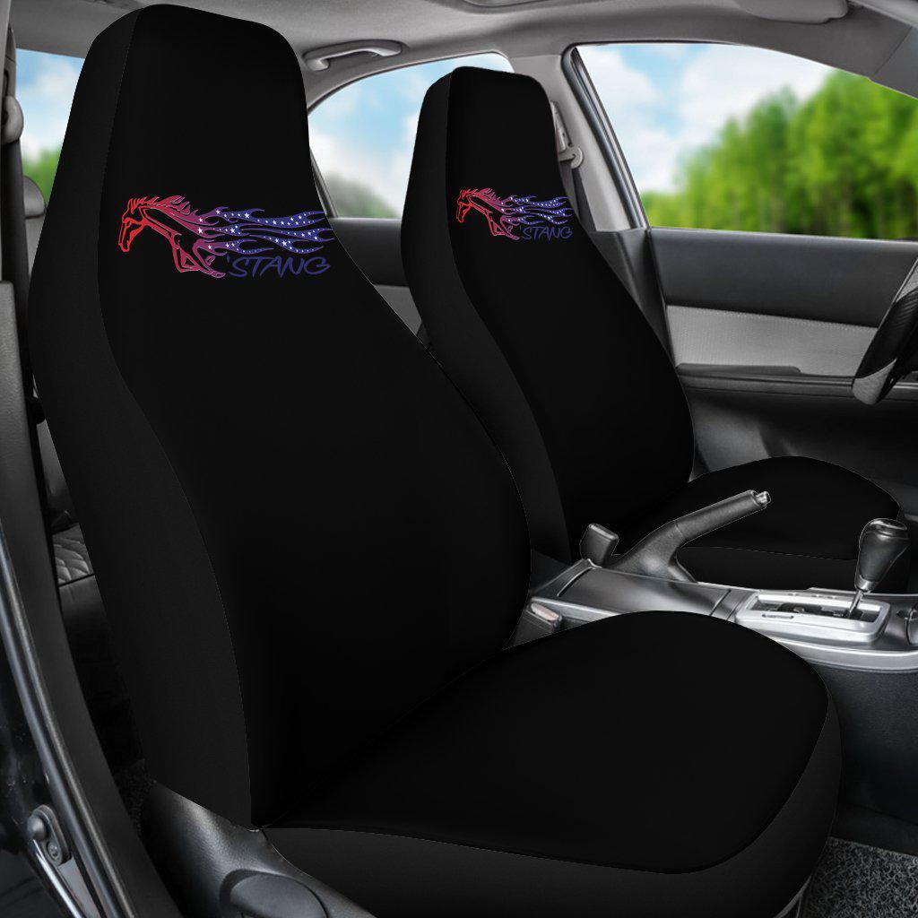 Mustang Horse Black Seat Covers