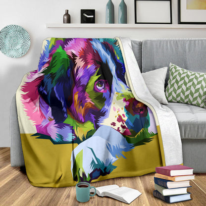 Premium Blanket colorful saint bernard dog pop art