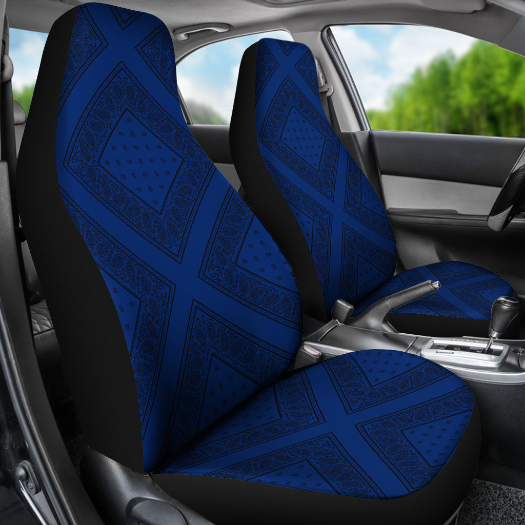 Blue and Black Bandana Car Seat Covers Diamond