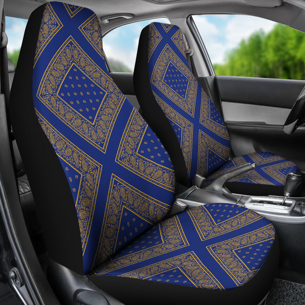 Blue Gold Bandana Car Seat Cover Diamond