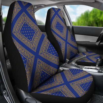 Blue Gold Bandana Car Seat Cover Diamond