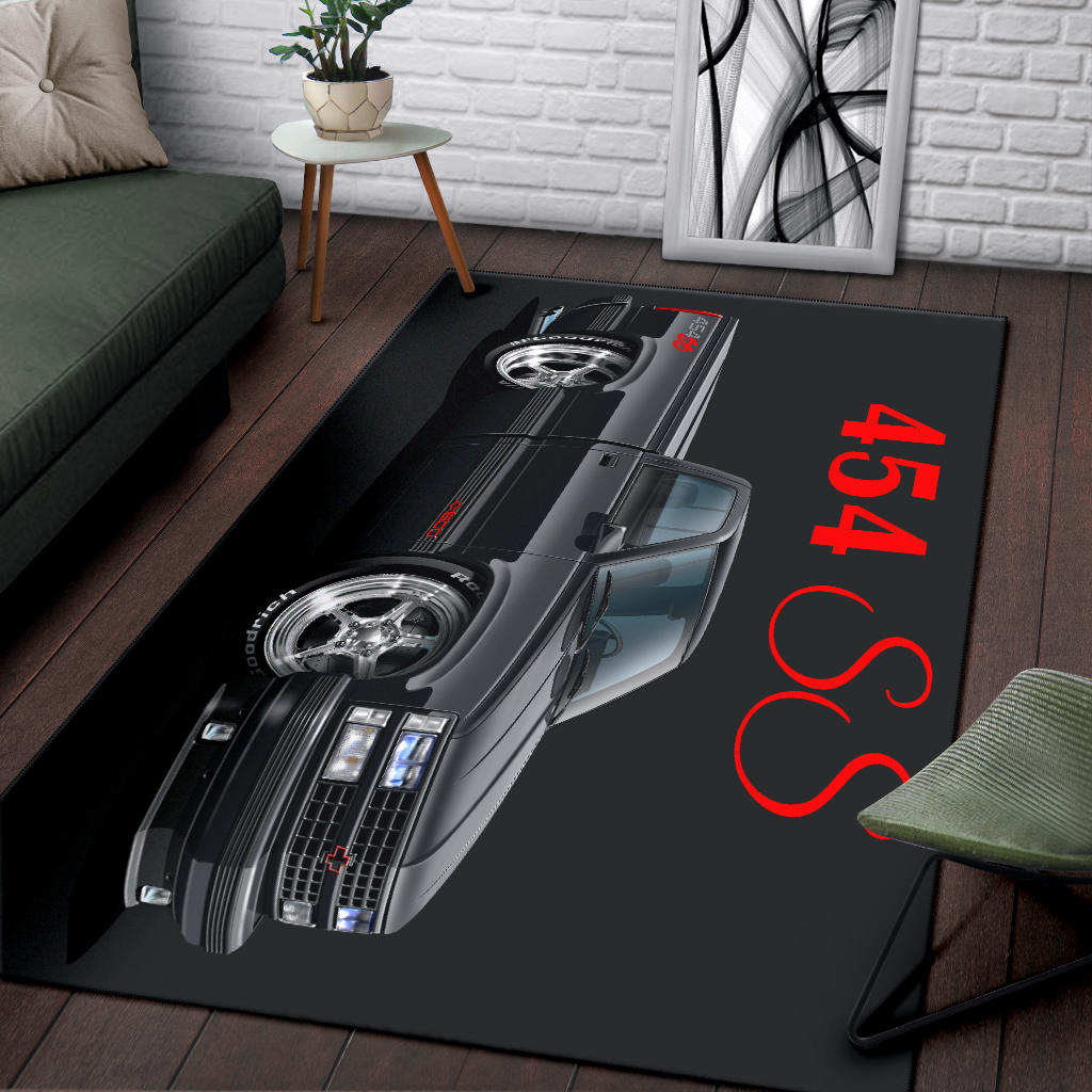 1990 454SS Pickup Truck Car Art Area Rug