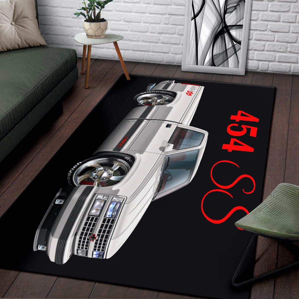 1990 454SS Pickup Truck Car Art Area Rug