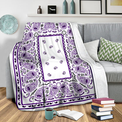 Ultra Plush White with Purple Bandana Premium Blanket