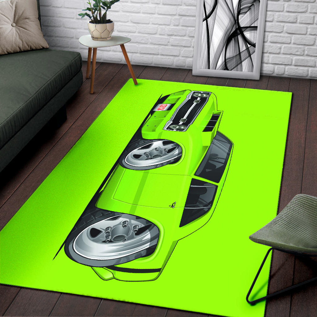 1969 Dart Car Art Area Rug Green