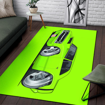 1969 Dart Car Art Area Rug Green