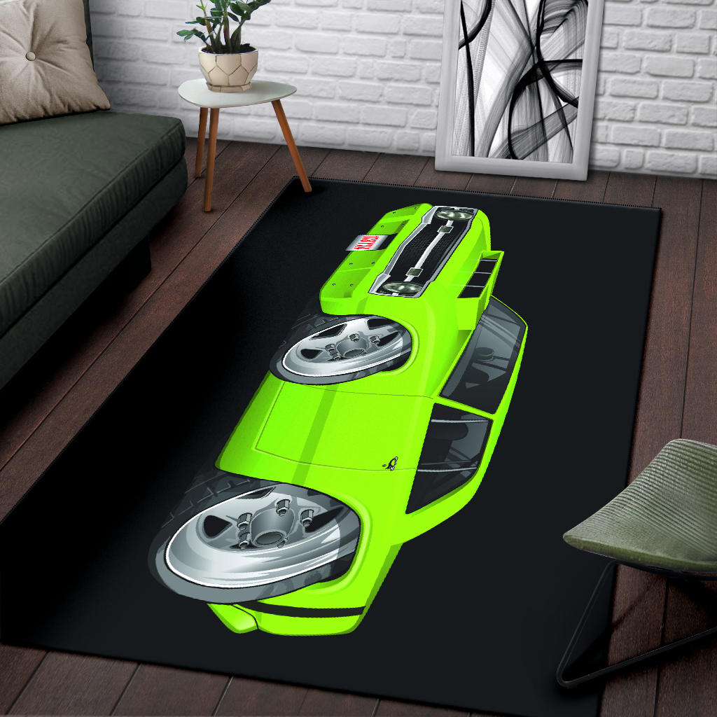 1969 Dart Cart Art Area Rug Black Background