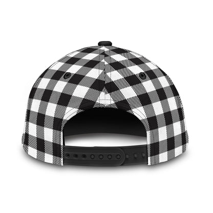Black and White Buffalo Plaid Printed Classic Cap
