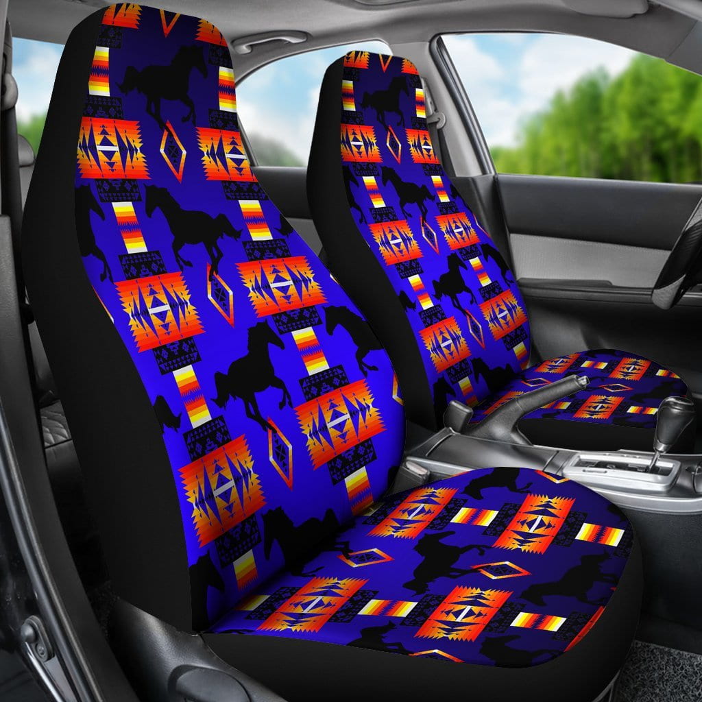 Seven Tribes Horse Blue Set of 2 Car Seat Covers