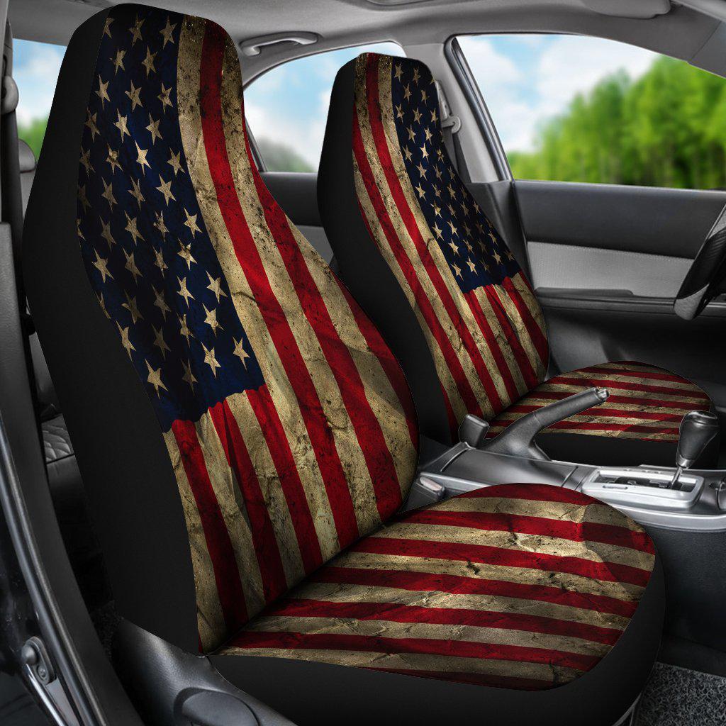 Aged American Flag Seat Covers