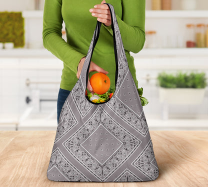 Classic Gray Bandana Grocery Bag 3-Pack