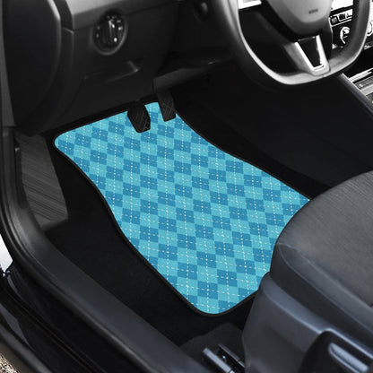 Blue Argyle Front and Back Car Floor Mats Set 4