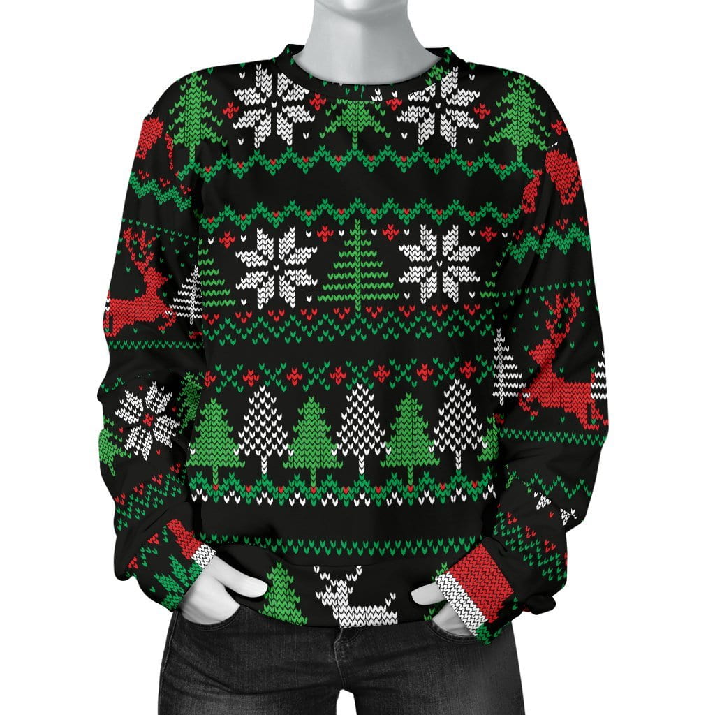 Ugly Christmas Red Green Black Women's Sweater