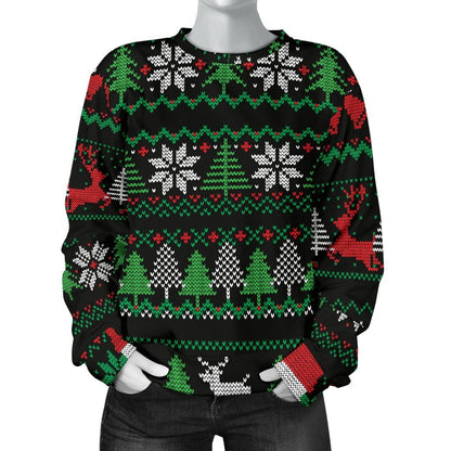Ugly Christmas Red Green Black Women's Sweater