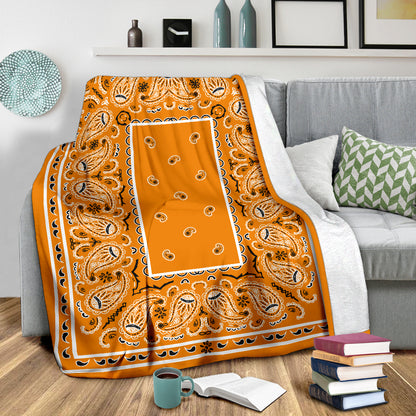 Ultra Plush Tangerine Orange Bandana Premium Blanket