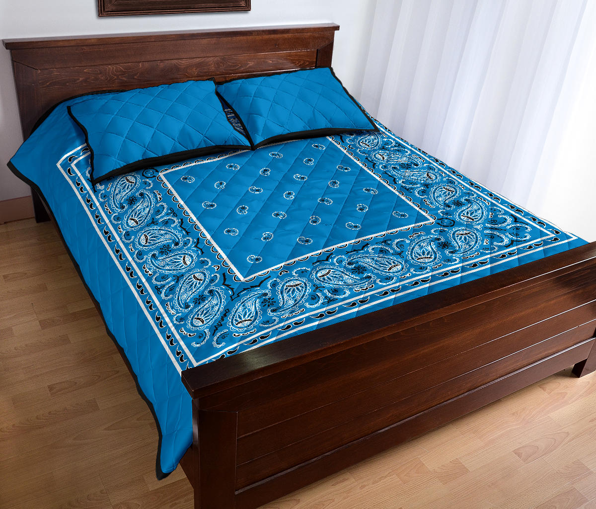 Sky Blue Bandana Bed Quilts with Shams