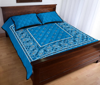Sky Blue Bandana Bed Quilts with Shams