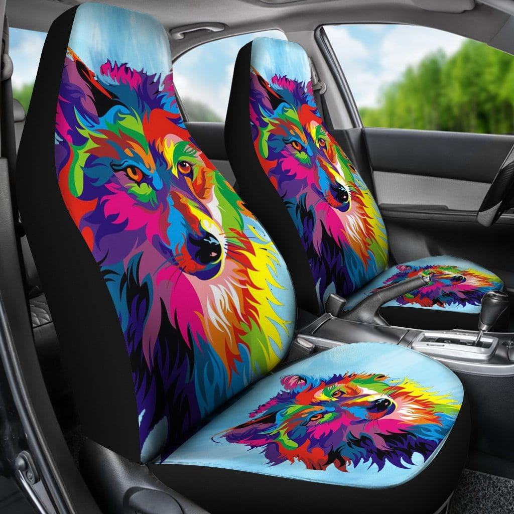 Painted Wolf Custom Car Seat Covers