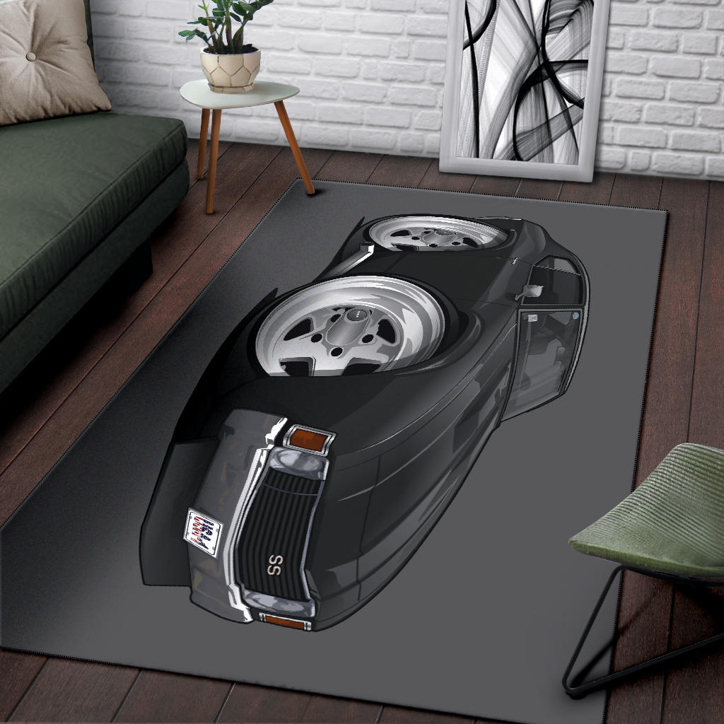 Black Chevelle Muscle Car Art Area Rug