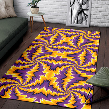 Spiral Optical Illusion Area Rug Purple Yellow
