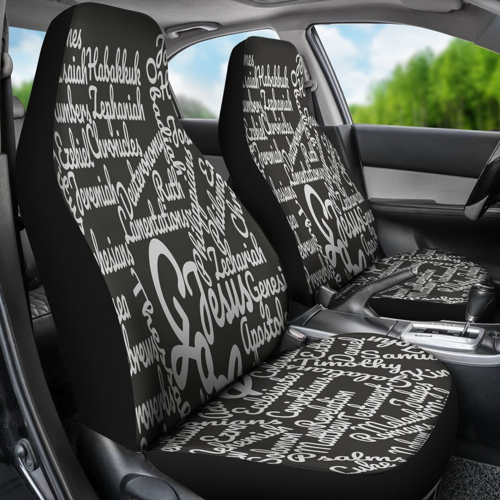 Custom-Made Holy Bible Books White Black Car Seat Covers