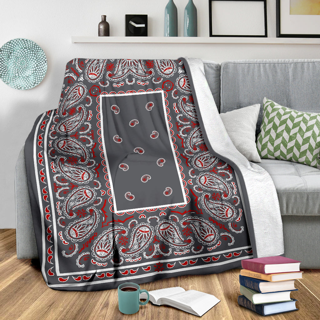 Ultra Plush Wicked Gray Bandana Throw Premium Blanket