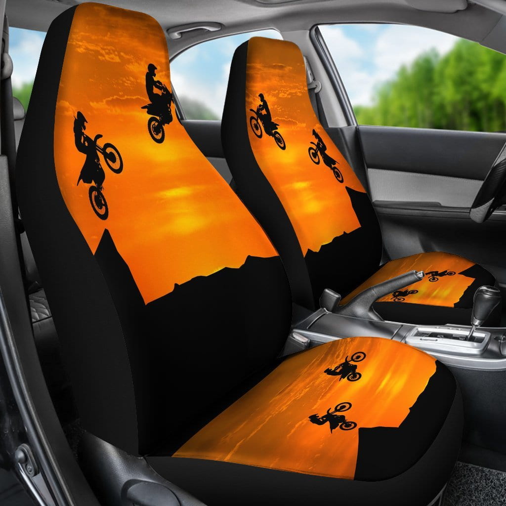 Sunset Dirt Bike Riders Car Seat Covers