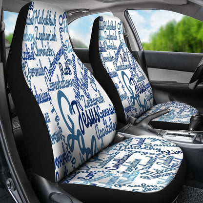 Custom-Made Holy Bible Books White Blue Car Seat Covers