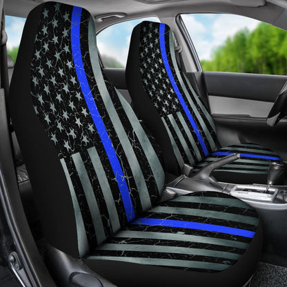 Thin Blue Line Crackle Seat Covers