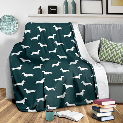 Dark Green Dachshund Blanket