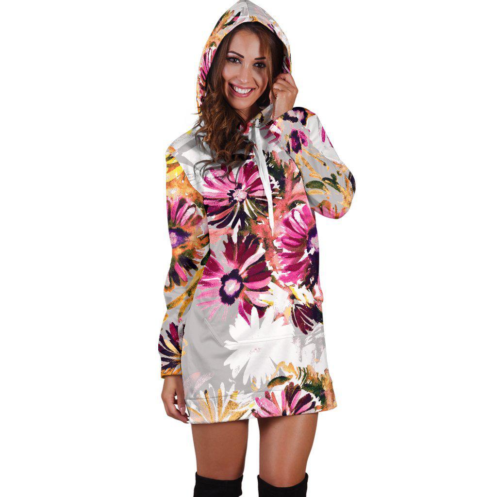 Pink Floral Hoodie Dress Tasteful Design