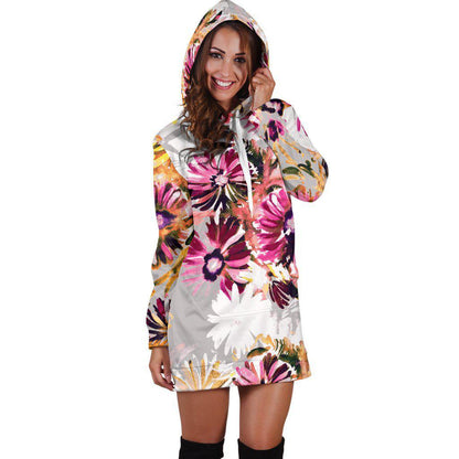 Pink Floral Hoodie Dress Tasteful Design