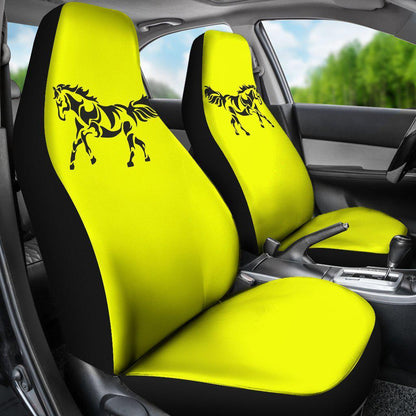 Black Horse Silhouette Yellow Seat Covers