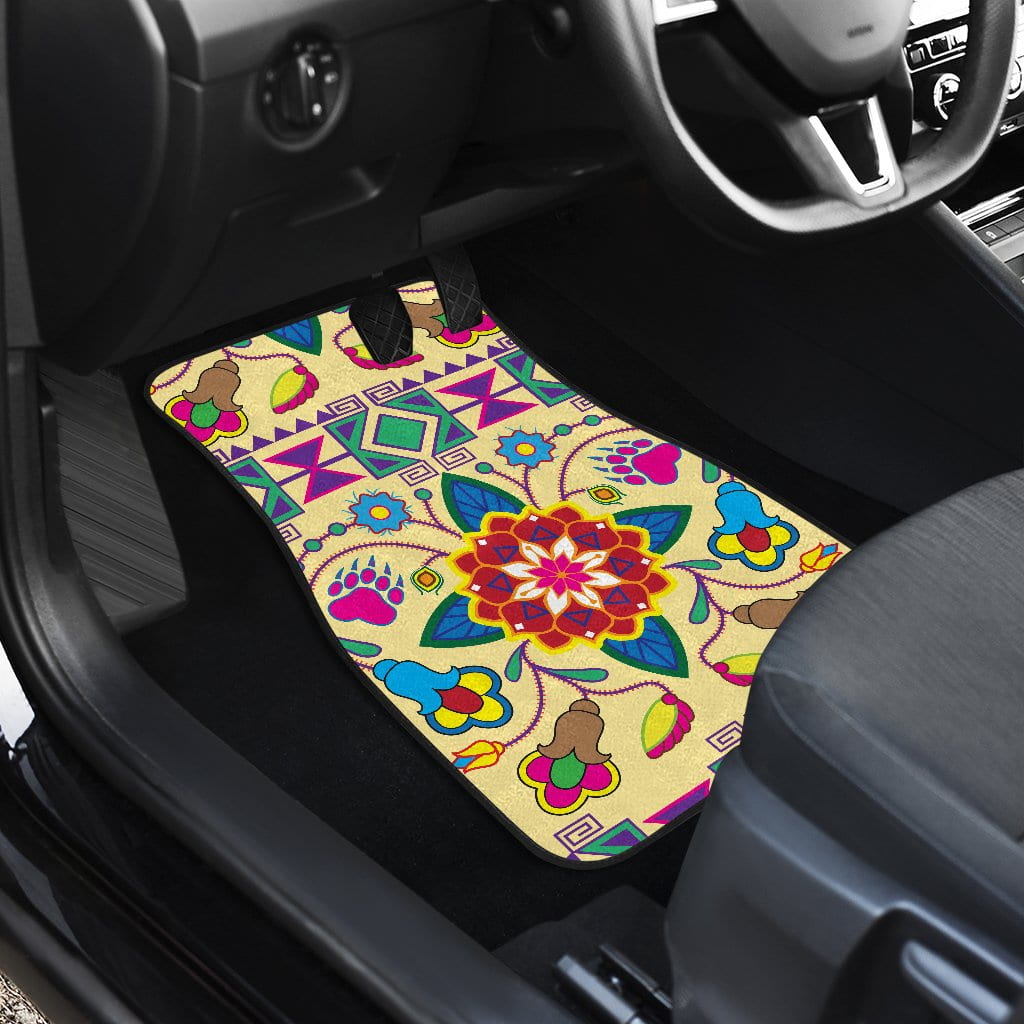 Geometric Floral WinterVanilla Set of 4 Car Floor Mats