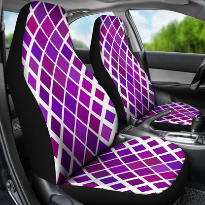 Abstract Purple Diamonds on White Car Seat Covers