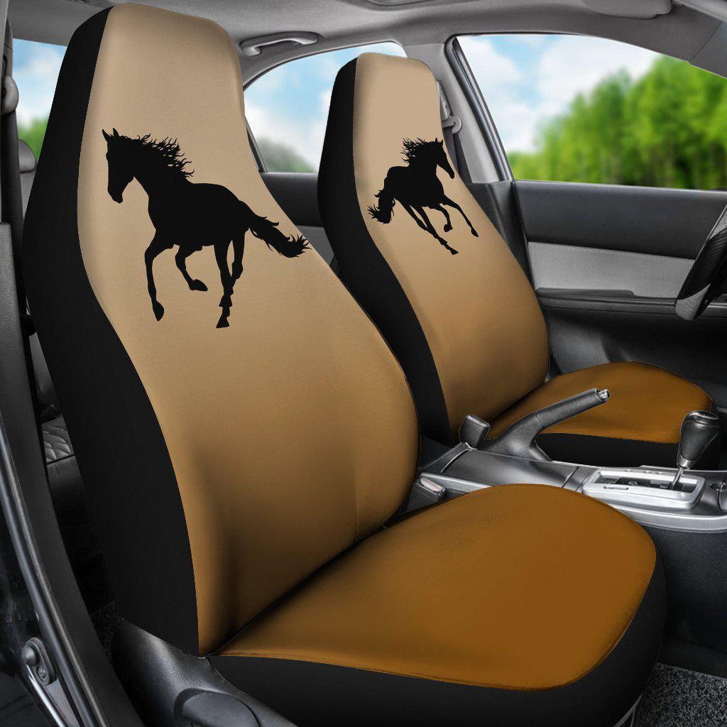 Black Quarter Horse Silhouette Seat Covers