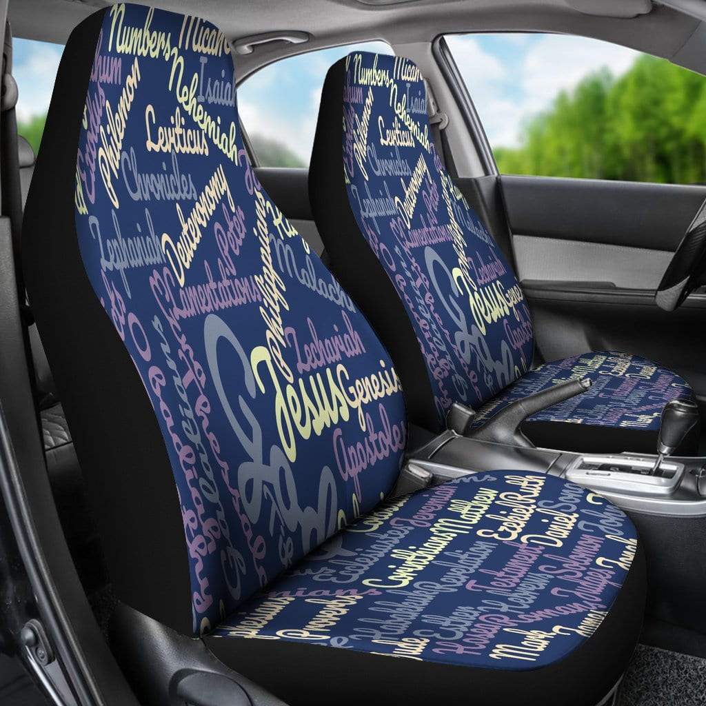 Custom-Made Holy Bible Books Blue Car Seat Covers
