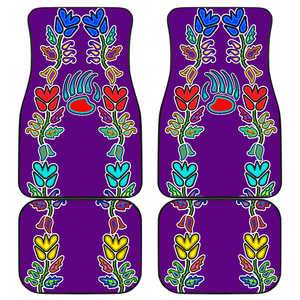 4 Generations Floral with Bearpaw Purple Set of 4 Car Floor Mats