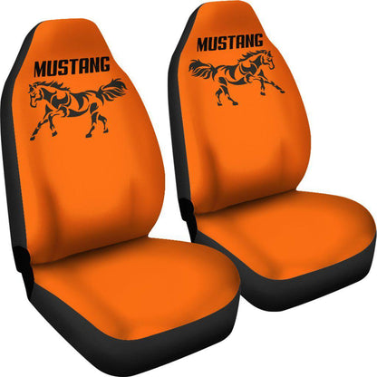 Mustang Horse Silhouette Orange Seat Covers